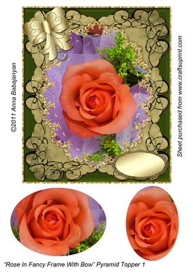 Rose in Fancy Frame with Bow Pyramid Topper 1