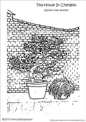 Tea-house in Chengdu ( Darker Lines Version)