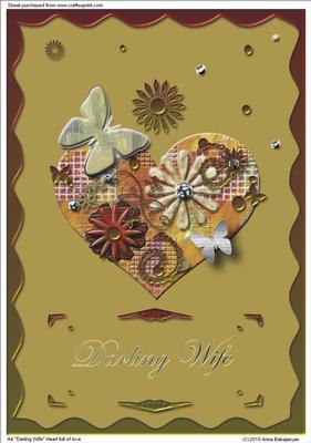 A4 Darling Wife Heart Full of Love Card