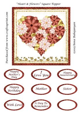 Heart & Flowers Square Topper