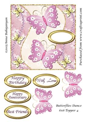 Butterflies Dance 6x6 Topper 4