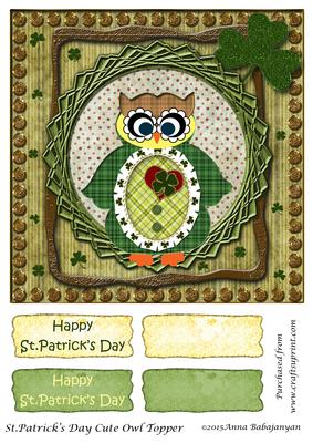 St Patricks Day Cute Owl Topper