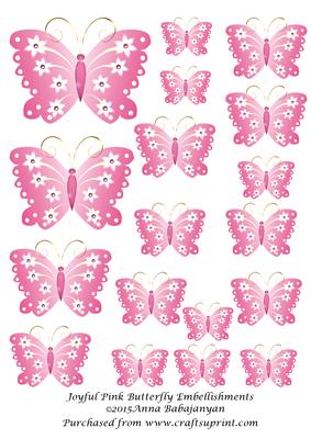 Joyful Pink Butterfly Embellishments