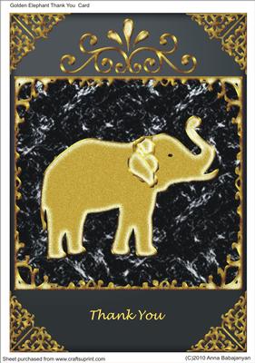 Golden Elephant Thank You Card