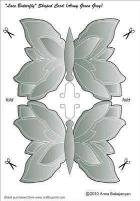 Lace Butterfly Shaped Card (army-green Grey)