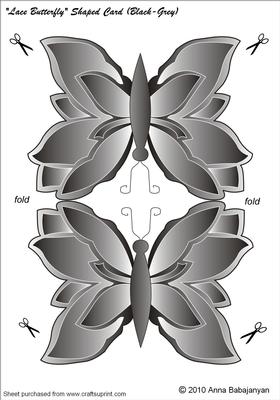 Lace Butterfly Shaped Card (black-grey)