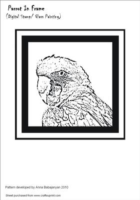 Parrot Digital Stamp/ Glass Painting