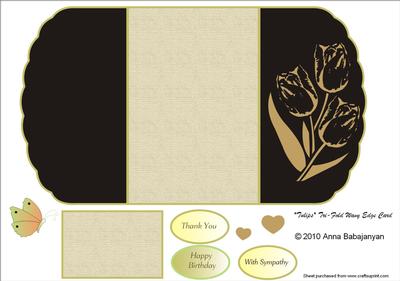 Tulips Tri-fold Wavy Edge Card
