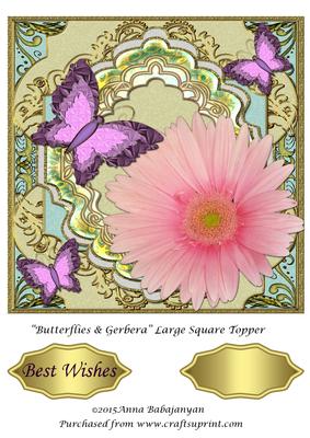 Butterflies & Gerbera Large Square Topper