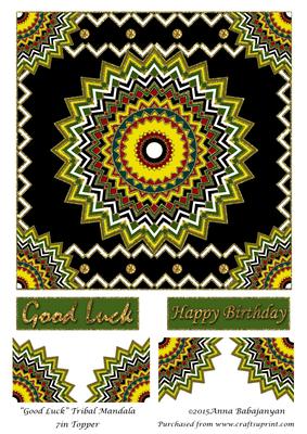 Good Luck Tribal Mandala 7in Topper