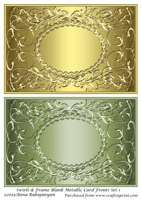 Swirls & Frame Blank Metallic Card Fronts Set 1