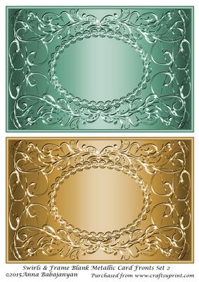 Swirls & Frame Blank Metallic Card Fronts Set 2