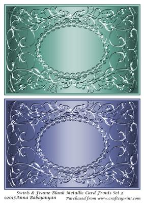 Swirls & Frame Blank Metallic Card Fronts Set 3