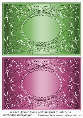 Swirls & Frame Blank Metallic Card Fronts Set 4