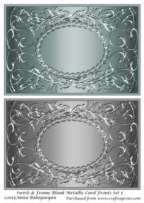Swirls & Frame Blank Metallic Card Fronts Set 5
