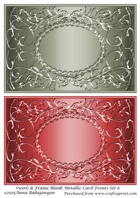 Swirls & Frame Blank Metallic Card Fronts Set 6