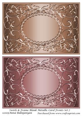Swirls & Frame Blank Metallic Card Fronts Set 7