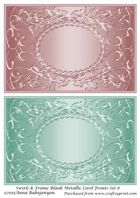 Swirls & Frame Blank Metallic Card Fronts Set 8