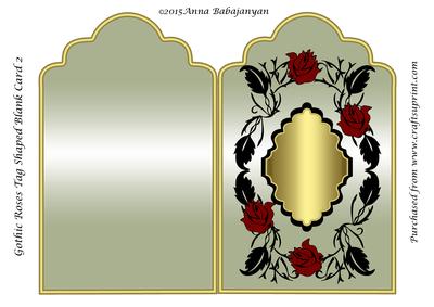 Gothic Roses Tag Shaped Blank Card 2
