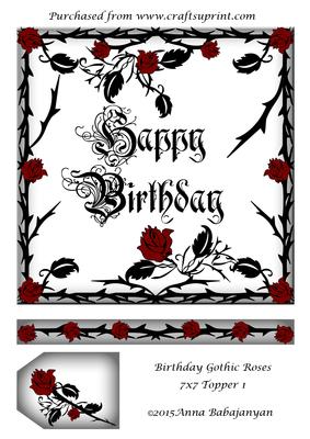 Birthday Gothic Roses 7x7 Topper 1