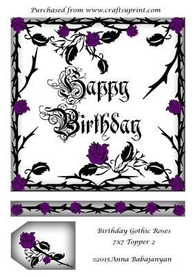 Birthday Gothic Roses 7x7 Topper 2