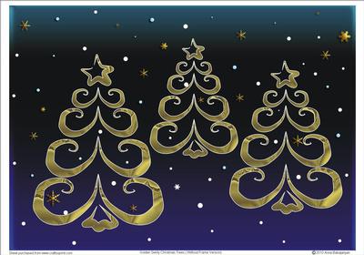 Golden Swirly Christmas Trees (without Frame Version)