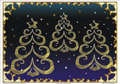 Golden Swirly Christmas Trees