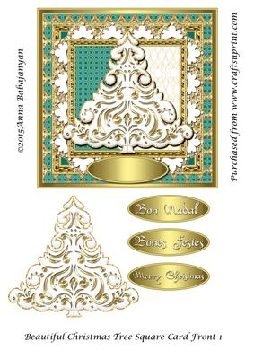 Beautiful Christmas Tree Square Card Front 1