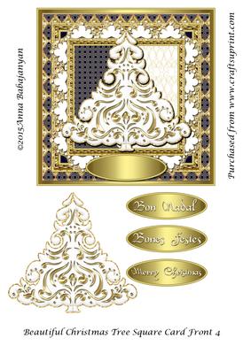 Beautiful Christmas Tree Square Card Front 4