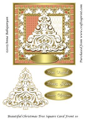 Beautiful Christmas Tree Square Card Front 10