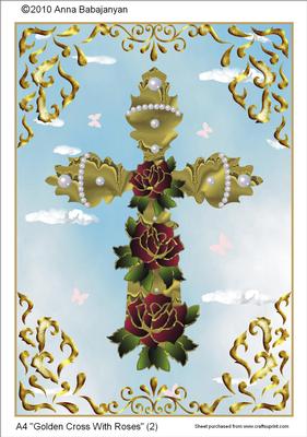 A4 Golden Cross with Roses (2)