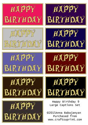 Happy Birthday 9 Large Captions Set