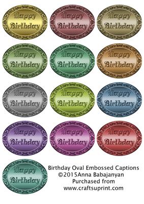 Birthday Oval Embossed Captions
