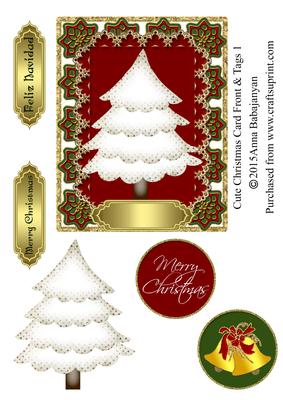 Cute Christmas Card Front & Tags 1