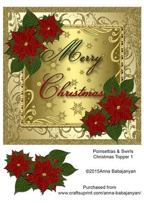 Poinsettia & Swirls Christmas Topper 1