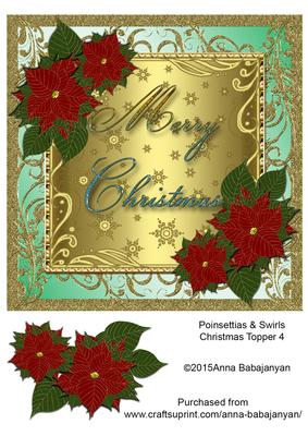 Poinsettia & Swirls Christmas Topper 4