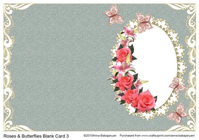 Roses & Butterflies Blank Card 3