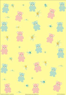 Sweet Twins Teddy Bears on Light Yellow