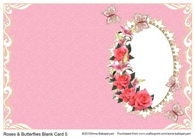 Roses & Butterflies Blank Card 5