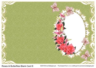 Roses & Butterflies Blank Card 8