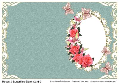 Roses & Butterflies Blank Card 9