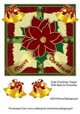 Cute Christmas Topper with Bells & Poinsettia