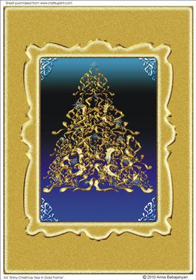 A4 "shiny Christmas Tree in Gold Frame"