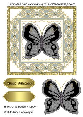 Black-gray Butterfly Topper
