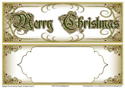 Elegant Dl Christmas Topper & Blank Insert 2
