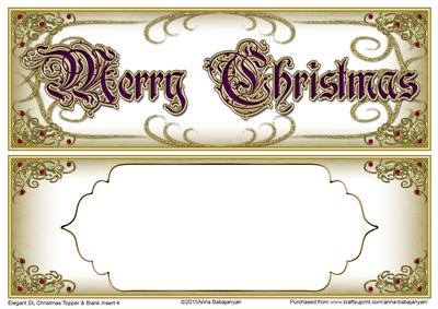 Elegant Dl Christmas Topper & Blank Insert 4