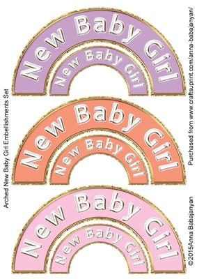 Arched New Baby Girl Embellishments Set