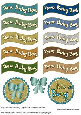 New Baby Boy Wavy Captions & Embellishments