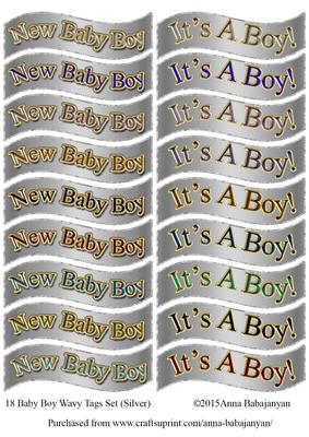 18 Baby Boy Wavy Captions Set ( Silver)