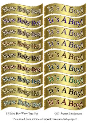 18 Baby Boy Wavy Captions Set